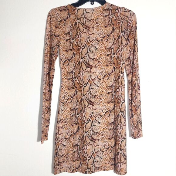 EUC Reformation Womens Mamba Mini Dress Long Sleeve Snakeskin Print Party Size S - Picture 9 of 9